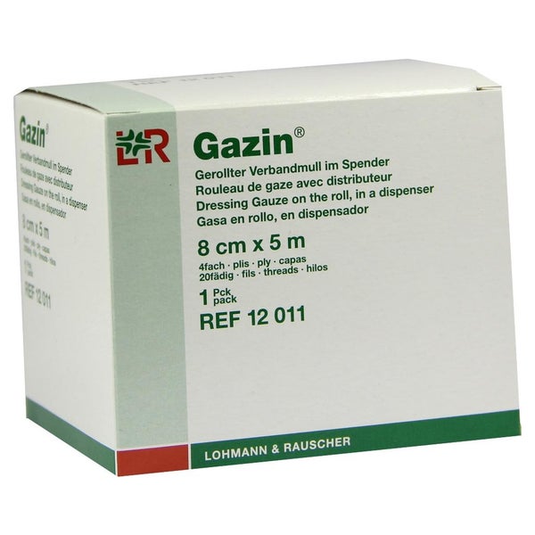 Lohmann Rauscher Gazin Verbandmull gerollt 4-fach im Spender - 8 cm x 5 m 1 St