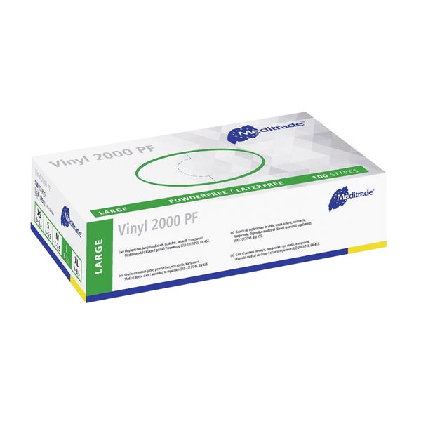 Meditrade Vinyl 2000 PF Untersuchungshandschuhe transparent Gr. L 100 St