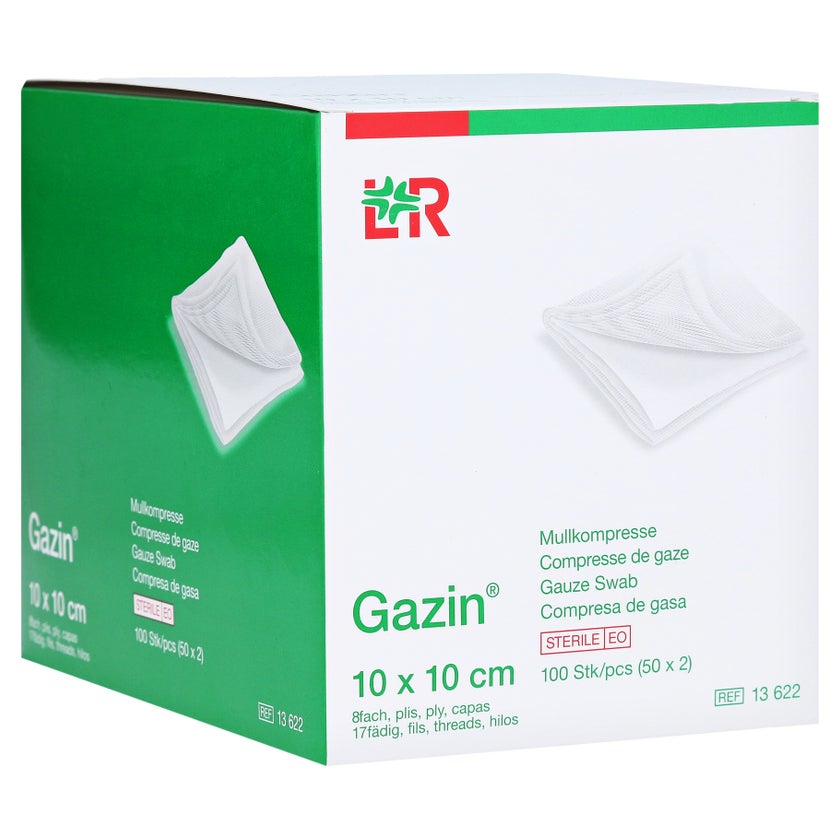 Gazin Mullkomp.10x10 cm steril 8fach 50X2 St
