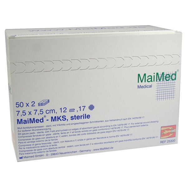 MaiMed® Mullkompressen steril 12-fach 50 x 2 Stück - 7,5 x 7,5 cm 50X2 St