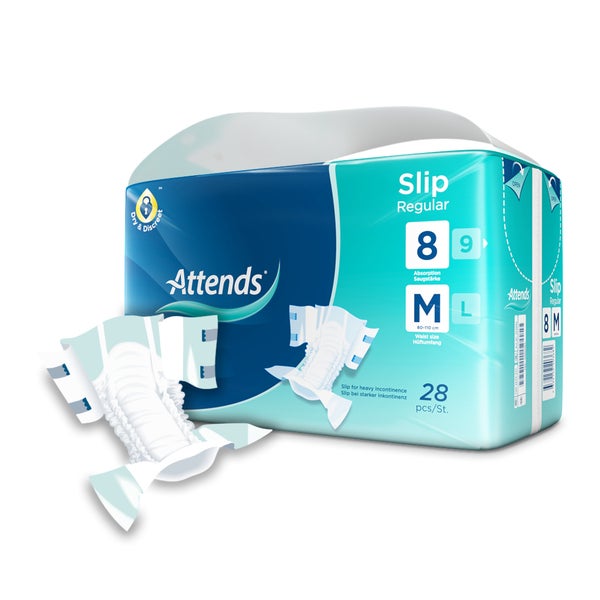 Attends Slip Regular 8 All-in-One Inkontinenzprodukt Medium, 28 Stück 28 St