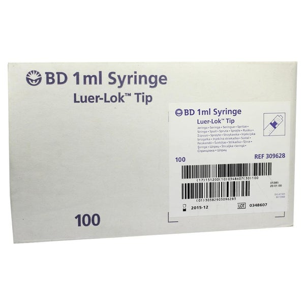 BD Plastipak Spr.1 ml Luer Lok 3teilig 100X1 ml