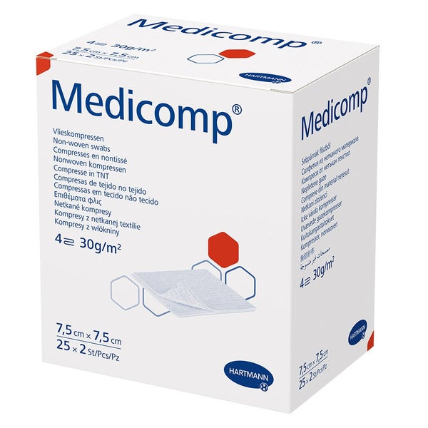 Hartmann Medicomp Vlieskompressen 7,5 x 7,5 cm, steril (25 x 2 Stck.) 25X2 St