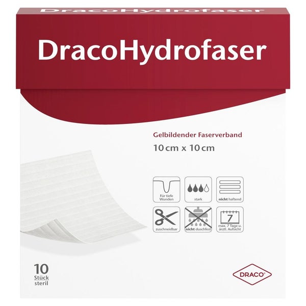Dracohydrofaser 10x10 cm gelbildender Fa 10 St