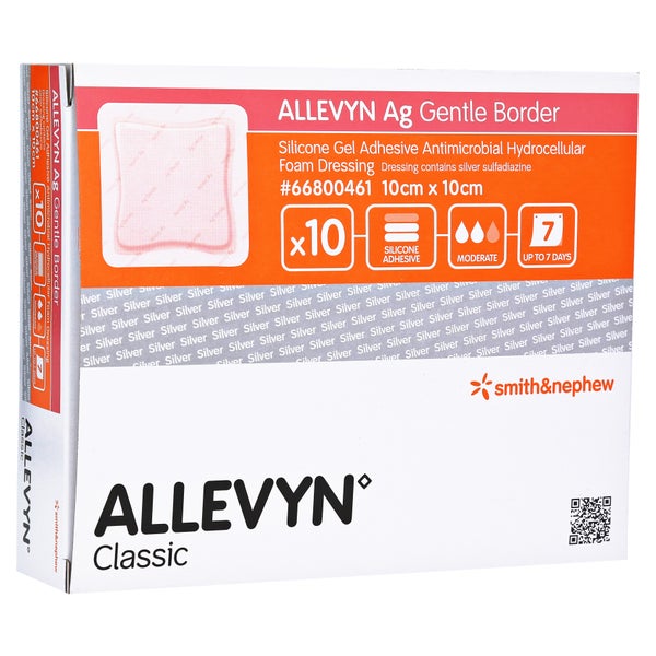 Allevyn Ag Gentle Border 10x10 cm Wundve 10 St