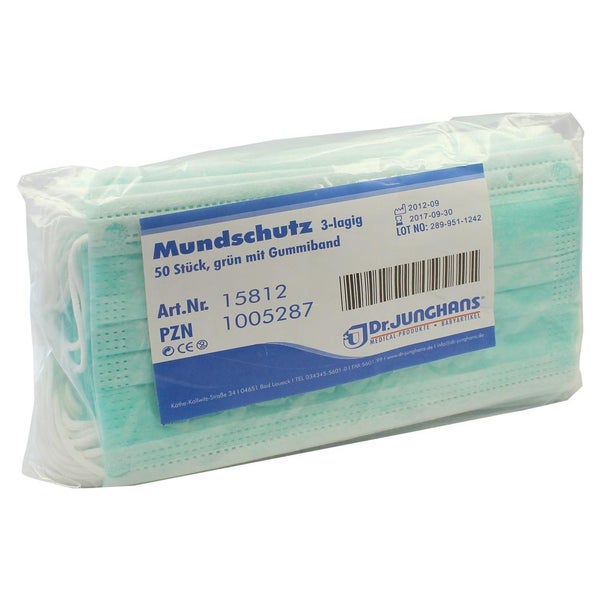 Mundschutz M.gummiband grün 50 St