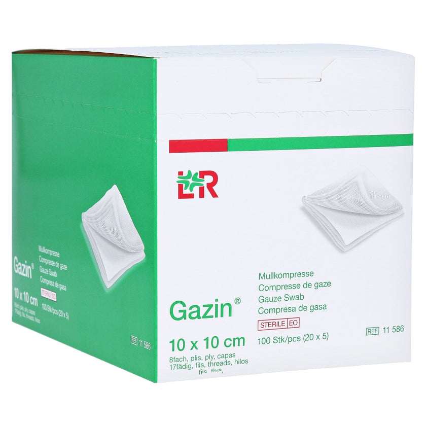 Lohmann & Rauscher Gazin Mullkompressen steril 8- fach 17- fädig 20 x 5 Stück - 10 x 10 cm 20X5 St