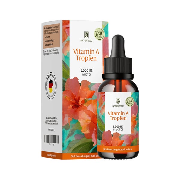 Vitamin A Tropfen hochdosiert - AUGENWEIDE - 1700 vegane Tropfen - NATURTREU® 50 ml