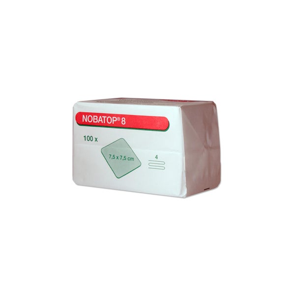 Noba Nobatop 8 Vliesstoffkompressen unsteril vierfach gelegt, 7,5 x 7,5 cm, 100 Stück 100 St