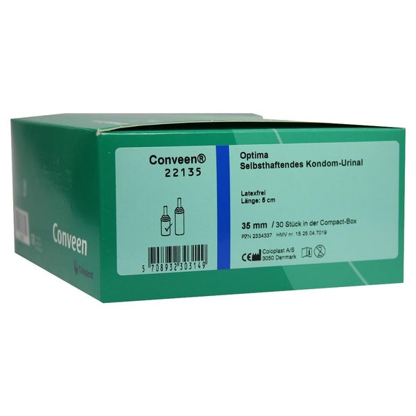 Conveen Optima kürzere Länge Urinal Kondom, 5 cm lang, 35 mm 30 St