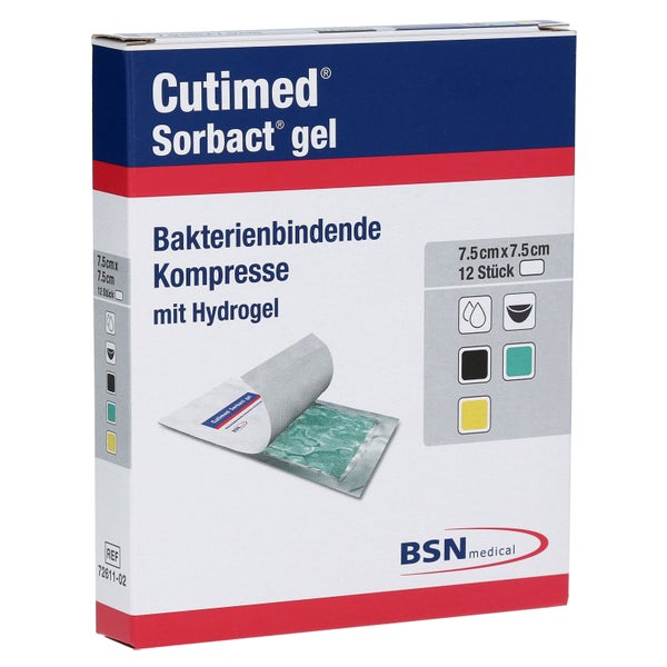 Cutimed Sorbact Gel Kompressen 7,5x7,5 c 12 St