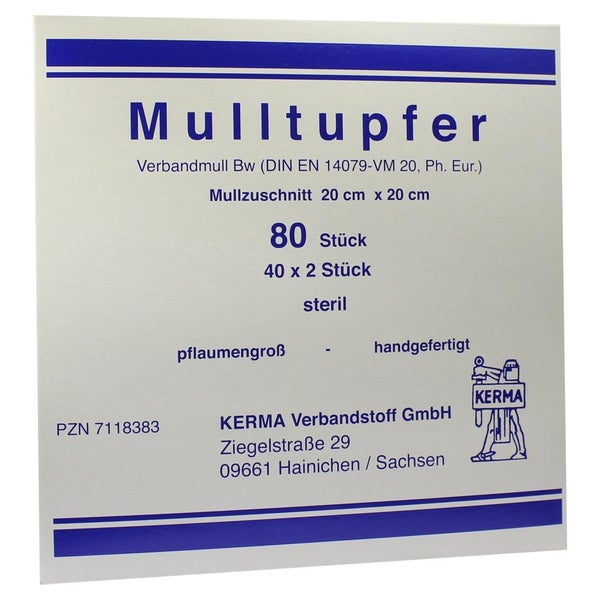 Mulltupfer 20x20 cm pflaumengroß steril 40X2 St