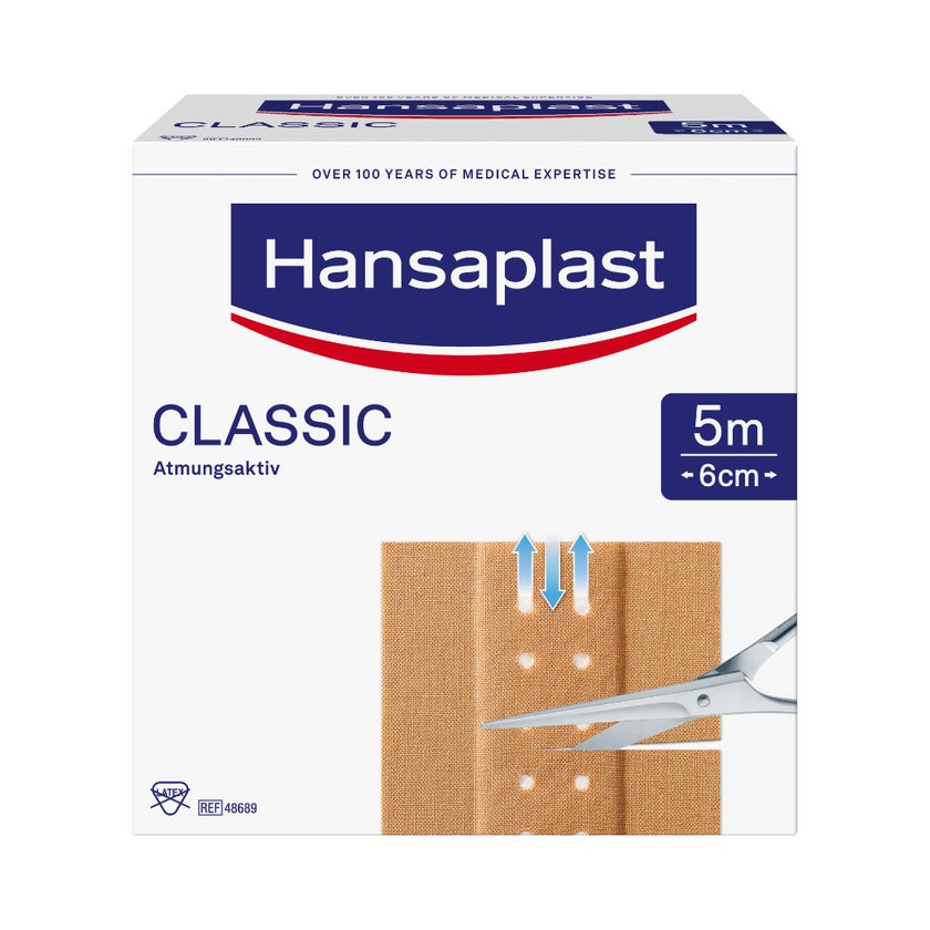 Hansaplast Classic Pflaster, 5m x 6cm – Wundpflaster 1 St