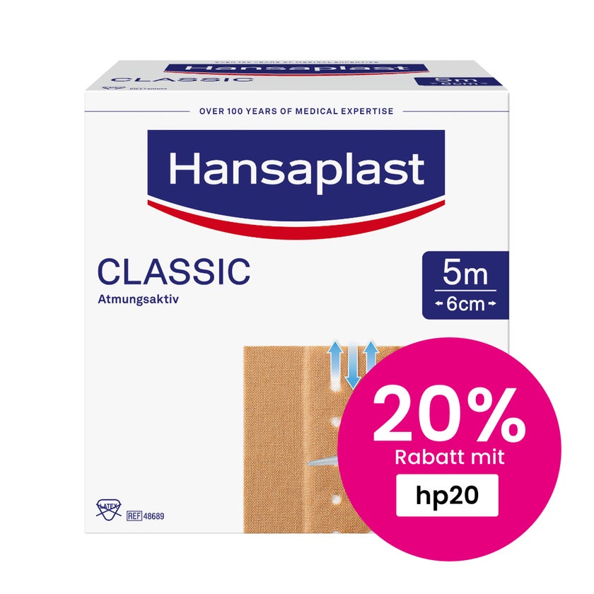 Hansaplast Classic Pflaster, 5m x 6cm – Wundpflaster 1 St