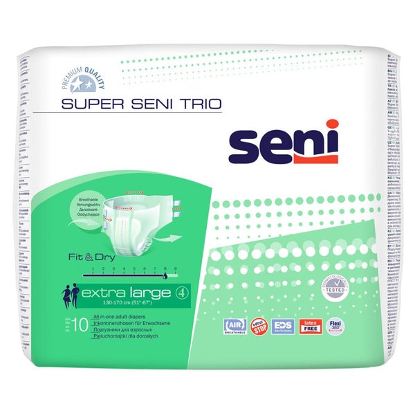 Super Seni Trio XL Inkontinenzhosen, Unisex, 10er Pack, 130 - 170 cm, 3400 ml 6X10 St