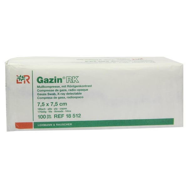 Lohmann Rauscher Gazin Mullkompresse RK, 7,5x7,5cm, 16-fach, 17-fädig, 100 Stück 100 St