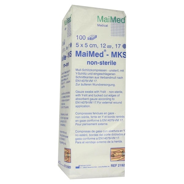 MaiMed Mull - Schlitzkompressen unsteril 12- lagig 100 Stück - 5 x 5 cm 100 St