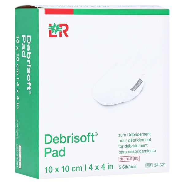 Lohmann & Rauscher Debrisoft Debridement Pad mit Grifftasche, steril, 10 x 10 cm - 1 Packung = 5 Stück 5 St