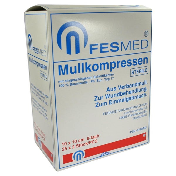 Mullkompressen ES 10x10 cm steril 8fach 25X2 St