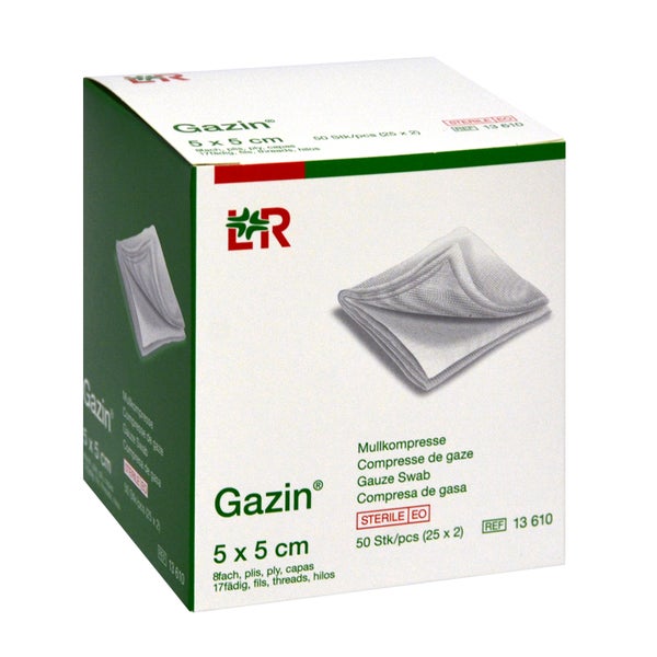Gazin Mullkomp.5x5 cm steril 8fach 25X2 St
