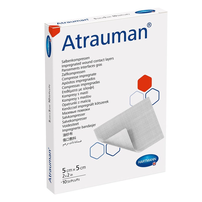 Hartmann Atrauman Salbenkompresse, wirkstofffrei, steril - 5 x 5 cm – Packung = 10 Stück 10 St