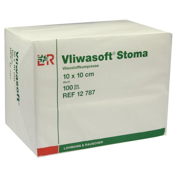 Lohmann Rauscher Vliwasoft Stoma Vliesstoffkompresse 4 - fach, 100 Stück 10 x 10 cm 100 St