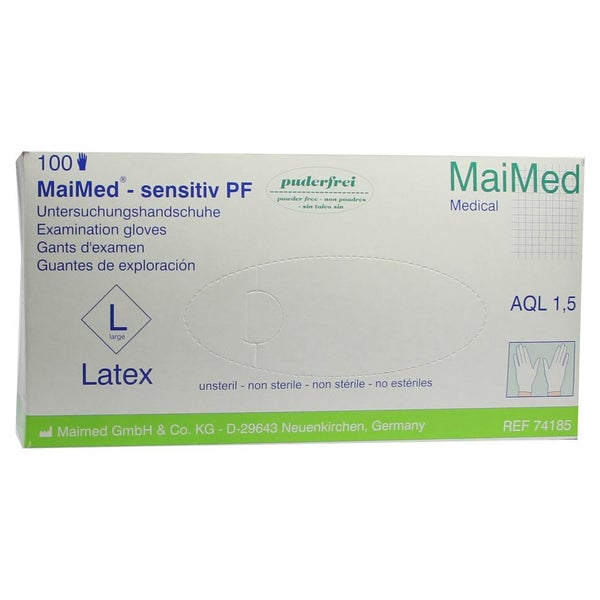 MaiMed® sensitiv PF Einmalhandschuhe, Latex, puderfrei 100 Stck. - L 100 St