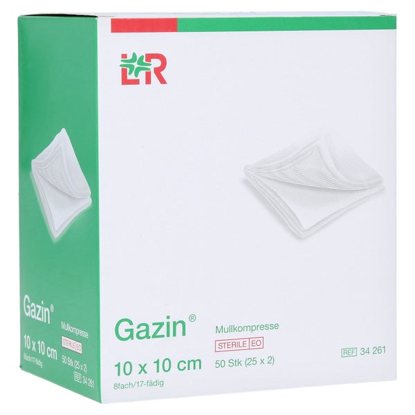 Lohmann & Rauscher Gazin Mullkompresse steril 8- fach, 25 x 2 Stück - 10 x 10 cm 25X2 St