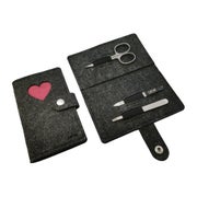 Maniküre-Etui aus Filz "Herz" grau, 3-teilig 1 St