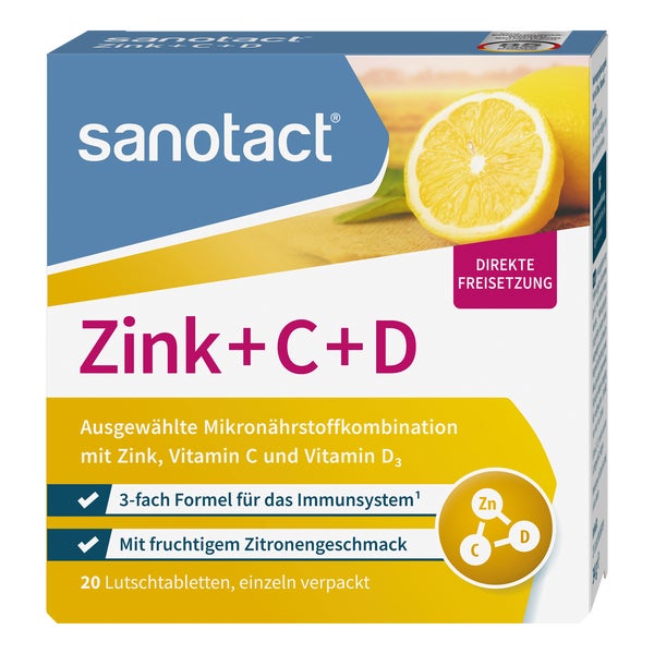 sanotact Zink + C + D Lutschtabletten 20 St
