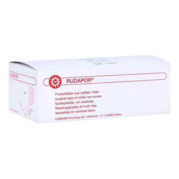 Noba Rudapor Fixierpflaster 2,5 cm x 9,14 m, 12 Rollen, weißes Vlies, ohne Seitenscheiben 12 St