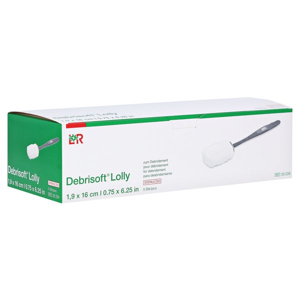 Lohmann & Rauscher Debrisoft Lolly Pad zum Wunddebridement, steril, mit Stabgriff 5 St