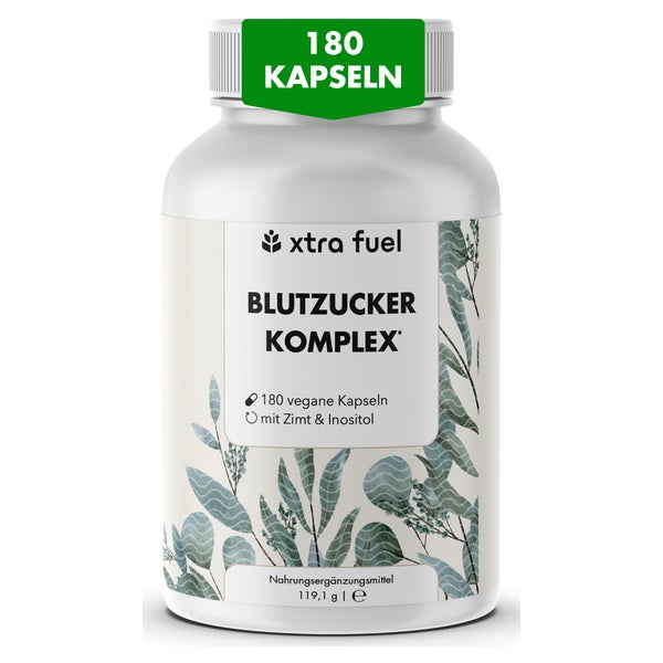XTRA FUEL Blutzucker Komplex - Nährstoffmix mit Ceylon-Zimt, Inositol & Olivenblatt 180 St