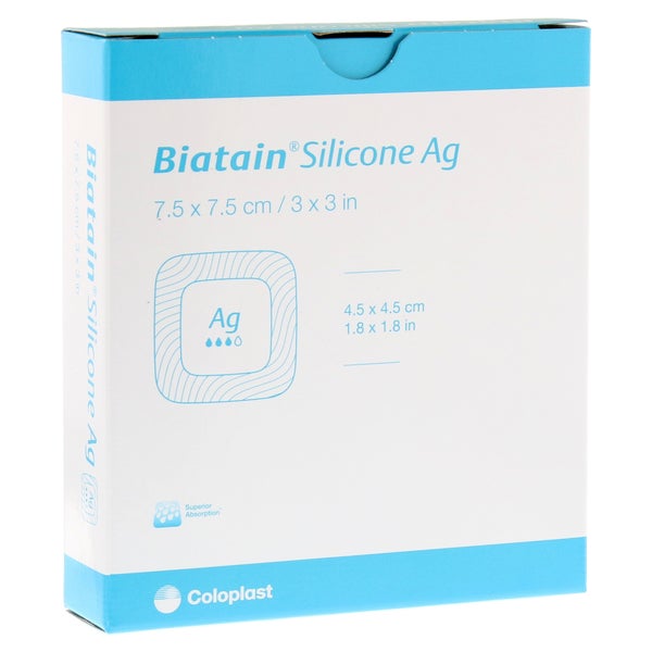 Biatain Silicone Ag Schaumverband 7,5x7, 5 St