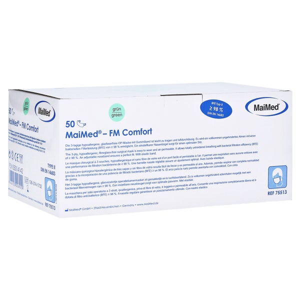 MaiMed® FM Comfort OP-Mundschutz, mit Gummizug 50 Stck. - grün 50 St