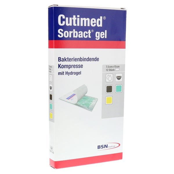 Cutimed Sorbact Gel Kompressen 7,5x15 cm 12 St