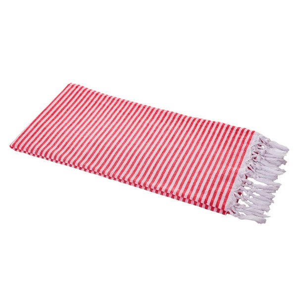 Hamamtuch STREIFEN rot, federleicht & hauchzart, 100% Baumwolle, 90 x 180 cm