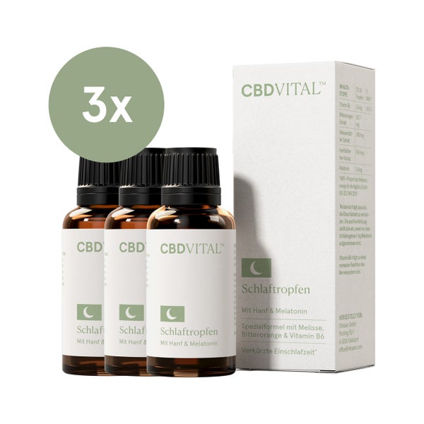 CBD VITAL Schlaftropfen mit Hanf und Melatonin 3er-Pack 90 ml