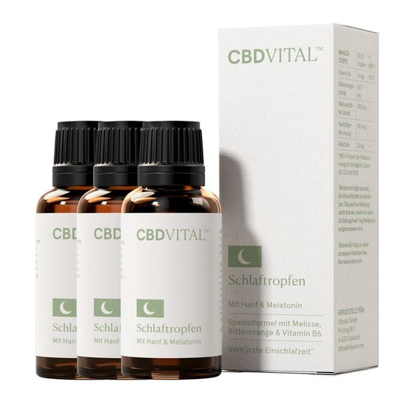 CBD VITAL Schlaftropfen mit Hanf und Melatonin 3er-Pack 3x30 ml