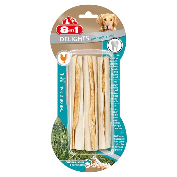 8IN1 Kausticks Dental Delights Bone Sticks 3 Pack. 0,075 kg