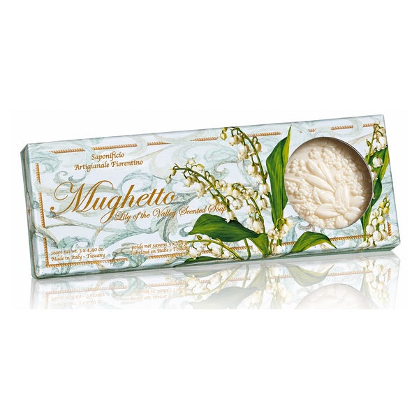 Saponificio Artigianale Fiorentino Mughetto Geschenkset – Maiglöckchen-Seifen aus der Toskana 375 g