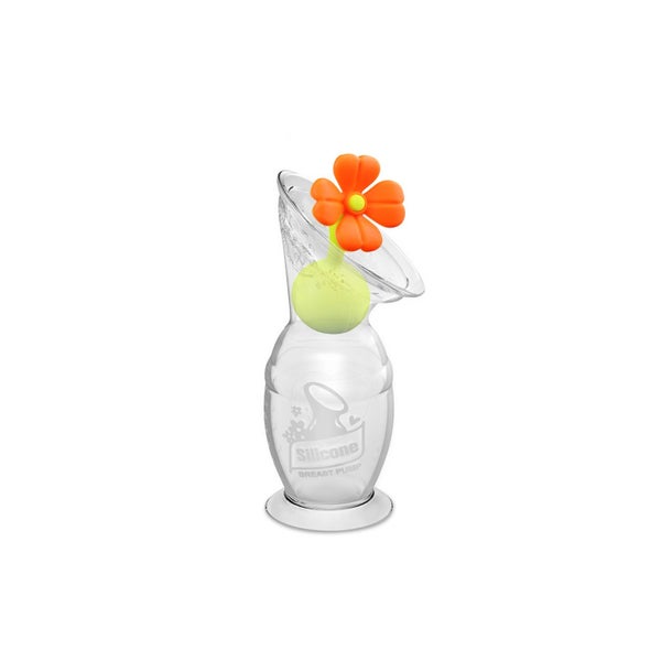 Milchpumpe mit Saugfuss 100ml + Blumenverschluss Set - Orange