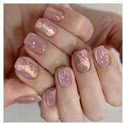 Künstliche Nägel 30 Stück Kurz Pink &amp; Gold 1 ml (1er Pac 1 St