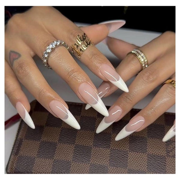 Künstliche Fingernägel Stiletto French Aurora Chrome L1 1 St