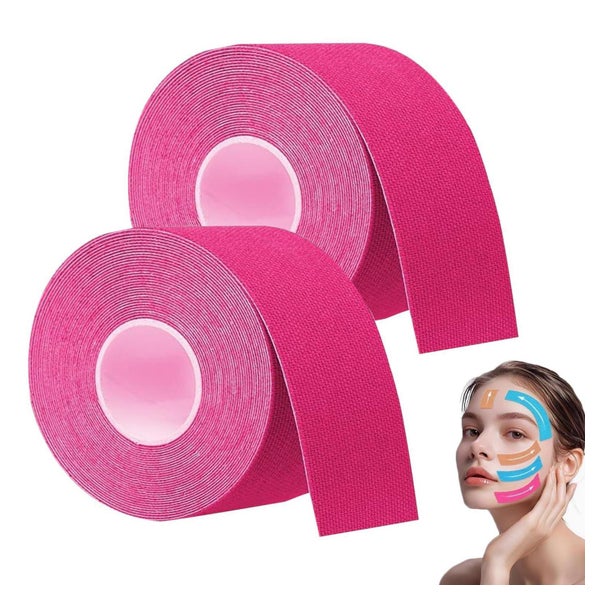 NELLHOMY Kinesiotapes Gesicht, 2 Rollen, 2cm x 5m, Face Lifting Tape, Rosa