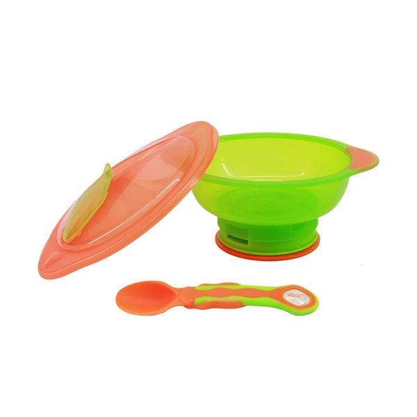 Unbelievabowl - Kinderteller, Kinderschüssel mit abnehmbarem Saugfuß, Deckel & Löffel 1 St