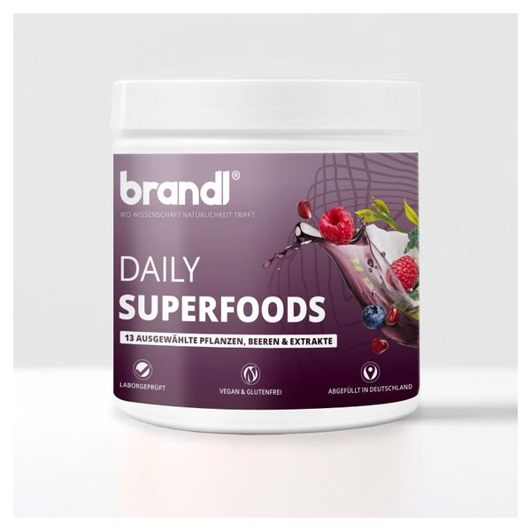 brandl® Daily Superfoods Pulver | Spirulina, Beeren & Pflanzenextrakte | Vegan & glutenfrei 300 g
