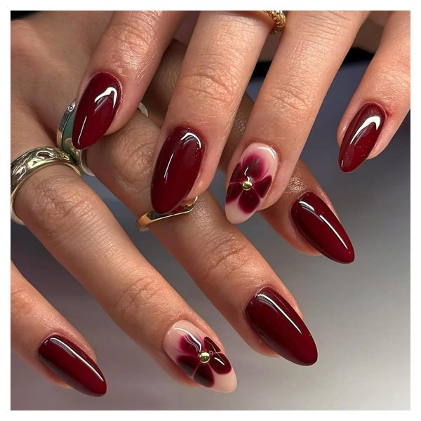 Press On Nägel 24 Stück Mittel Mandel French Acrylnägel Rot 1 St