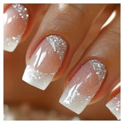 Falsche Nägel Aufkleben Französisch 24 Nude Glitter 1 ml 1er 1 St