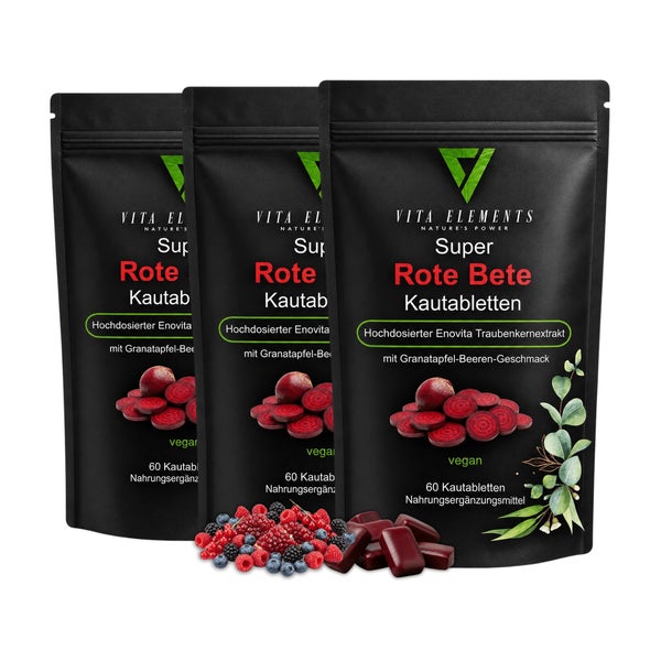 Vita Elements Rote-Bete Kautabletten 3 x 60 St